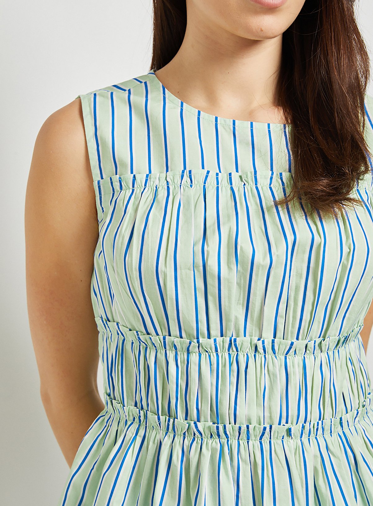 DOROTHY PERKINS Stripe Frill Detail Peplum Printed Shell Top 10 - Image 5 thumbnail